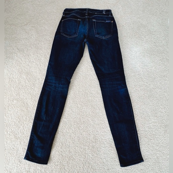 7 for all mankind in mid-waist skinny dark blue jeans in 25 - Picture 6 of 7